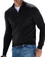 Pullover Herren Strick Reißverschluss | Alltag Komfort – Schwarz