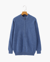 Wesley | Rippenstrick Reißverschluss Kaschmir Strickjacke für Männer – Blau