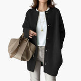 Wollmantel mit Gürtel für Damen – Schwarz