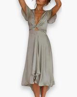 Damen Festliches Fließendes Kleid | Midi – Olive