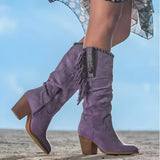 Boho Western Cowboystiefel für Damen | Wadenlang – Lila