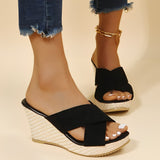 Julie - Stilvolle, bequeme Keilsandalen für Damen – Schwarz