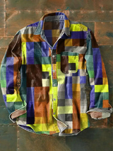 Germaine – Unisex Langarm Hemd in Schlichter Regenbogenfarbe – Gelb