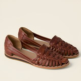 Tia - flache Damen-Sandalen zum Hineinschlüpfen – Braun