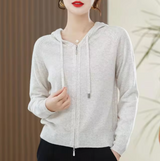 Kiana – Gestrickter Kaschmir-Hoodie – Weiß