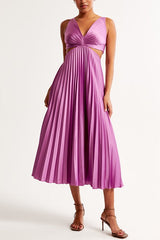 Elsa | Elegantes Plissiertes Maxikleid – Lila