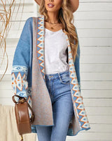 Lässig - lockere jacke mit aufdruck – Blau