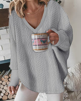 Shela - Klassisches Sweatshirt mit V-Ausschnitt für mühelosen Stil und Wärme – Grau