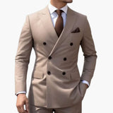 Herren Anzug zweiteilig mit Doppelreiher und Slim Fit Hose – Beige