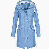Kapuzierter Parka mit Taschen für Damen – Blau