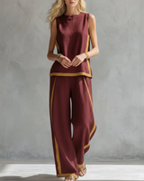 Leila | Elegantes Zweiteiliges Set mit Modernem Touch – Burgunder