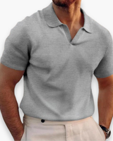 Herren Lässiges Polo mit V-Kragen | Kurzarm – Grau