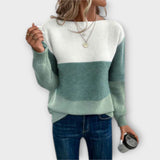Klari | Stilvoller Pullover mit Patchwork-Design – Grün