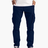 Herren Sommer Cargohose mit Taschen und verstellbarem Bund – Blau
