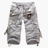 Herren Cargoshorts mit Taschen und verstellbarem Bund für Sommer – Hellgrau
