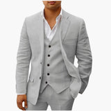 Herren Sommeranzug dreiteilig mit Weste Jacke und Hose – Hellgrau