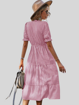 Isabella | Gestreiftes Midikleid – Rosa