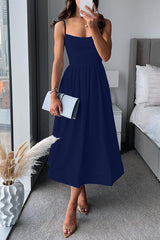 Martina  | Elegantes Midi mit Trägern – Dunkelblau (Begrenzte Verfügbarkeit)