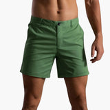 Herren Sommer Shorts mit Knopfverschluss und Gürtelschlaufen – Grün