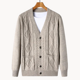 Amedeo - raffinierter gerippter herren-cardigan – Beige