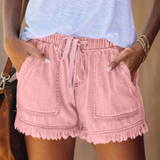 Tabitha - Stilvolle Hochtaillierte Denim-Shorts für trendbewusste Frauen – Rosa
