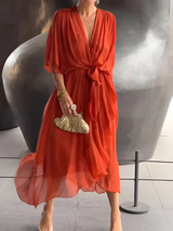 Sherry | Wickel Midikleid – Rot Orange