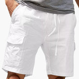 Herren Cargo Shorts mit Taschen aus Sommerstoff – Weiß