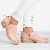 Jaslene - Damenstiefel im Retrostil mit Absatz – Rosa