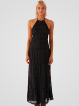 SOLÈNE TEXTURE MAXIKLEID – Schwarz