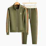 Herren Slim-Fit Trainingsanzug mit Reißverschluss und Taschen – Grün