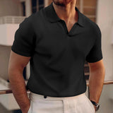 Ollie - Lässiges Waffel-Poloshirt für Herren – Schwarz