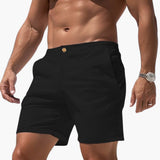 Herren Sommer Shorts mit Seitentaschen und Umschlagsäumen – Schwarz