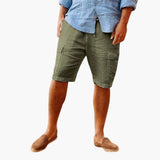 Herren Leinenshorts mit Seitentaschen für Sommerkleidung – Grün