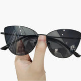 Damen Sonnenbrille mit UV400 Schutz aus Metall für Sommer – Schwarz-Grau