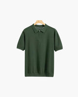 Brooks | kurze Ärmel Männer halb Reißverschluss stricken Poloshirt – Dunkelgrün