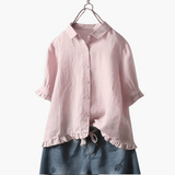 Elegante Bluse Damen - V-Ausschnitt & Langarm-Design – Rosa
