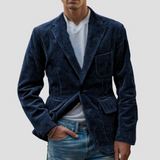 Herren Texturiert Cordjacke mit Taschen – Blau