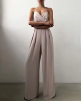Zorya – Eleganter Ärmelloser Jumpsuit mit weitem Bein – Aprikose