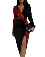 Loreen - Zweifarbiges Paillettenkleid für Damen – Rot