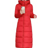 Jastin - lange pufferjacke, gemütlicher winterstil – Rot
