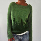 Aera - Damen-Retro-Pullover – Dunkelgrün