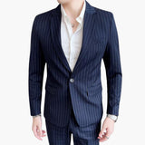 Herren Anzug mit Nadelstreifen und Slim Fit Sakko – Marineblau