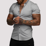 Oscar - Kurzärmeliges Hemd in Slim-Fit-Passform für Herren – Grau