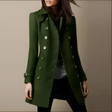 Elegante damenjacke mit wendekragen und knöpfen für herbst/winter – Grün