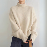 Damen Pullover | Klassischer Strick mit Rollkragen – Beige