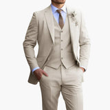 Herren Anzug Dreiteiler mit Weste und schmaler Hose – Beige