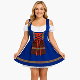 Dirndl kleid mit Spitzendetails für Damen - Oktoberfest 2025 – Blau