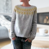 Alia | Damenpullover mit klassischem Rundhals – Gelbe Patterns