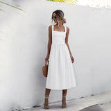 Lilivienne – Elegantes Baumwoll-Leinen-Kleid – Weiß