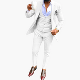 Herren Anzugset mit Weste und atmungsaktivem Blazer – Weiß